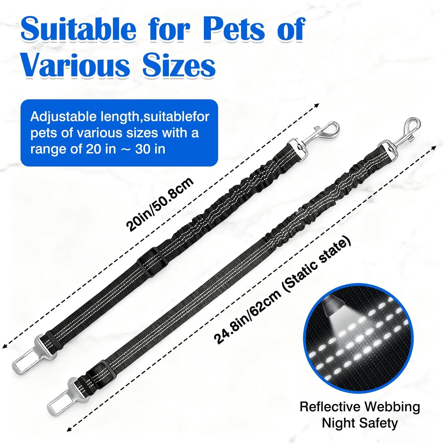 Ceinture de Sécurité Amortie Réfléchissante pour Chien