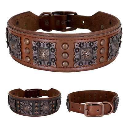 Collier Cuir Véritable Large pour Grand Chien