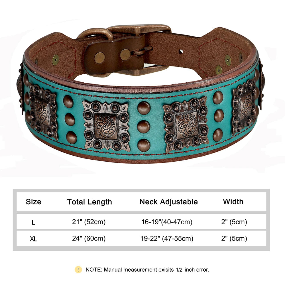 Collier Cuir Véritable Clouté 5cm pour Chien