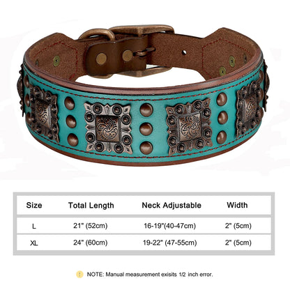 Collier Cuir Véritable Clouté 5cm pour Chien