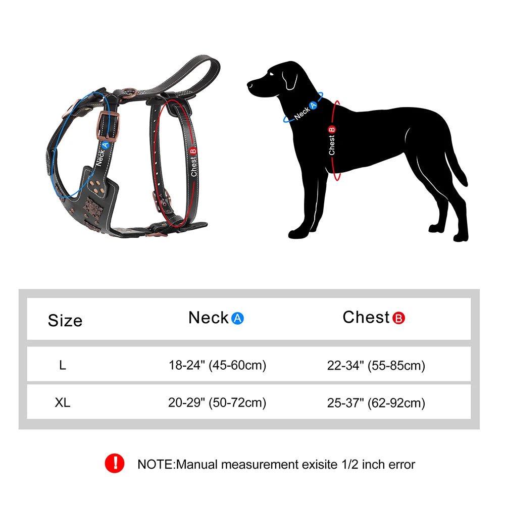 Harnais en Cuir Véritable pour Grand Chien