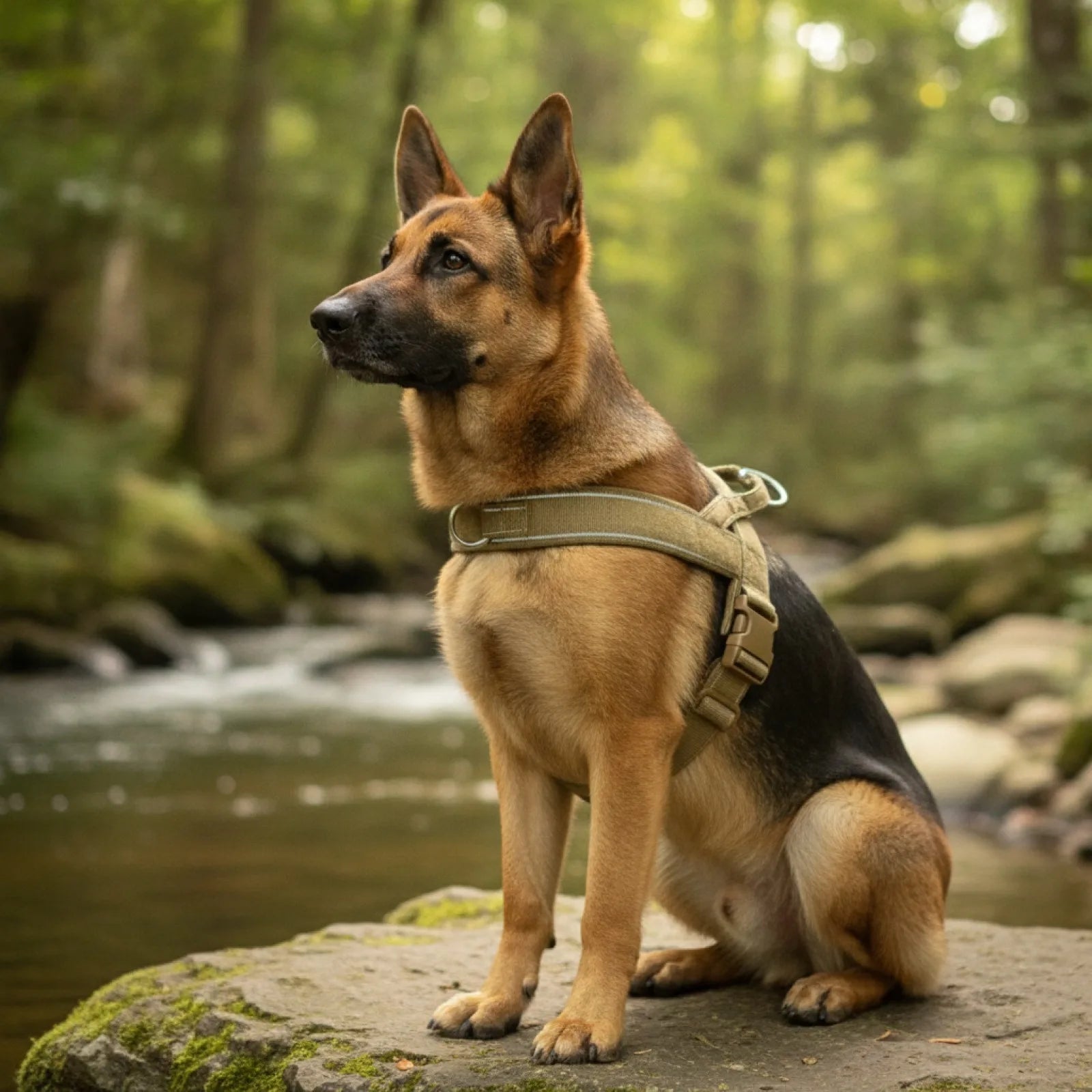 Harnais tactique anti-traction pour grand chien - vue de biais
