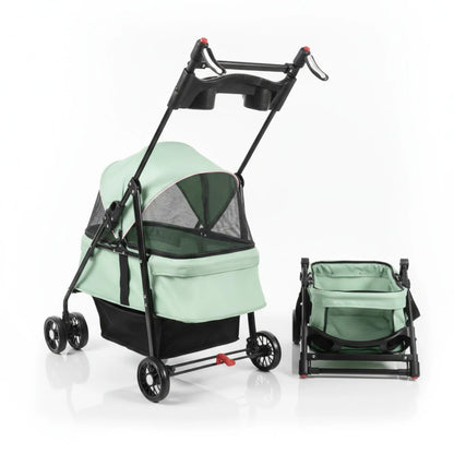 Poussette pliable 2-en-1 pour chien et chat - vue de biais