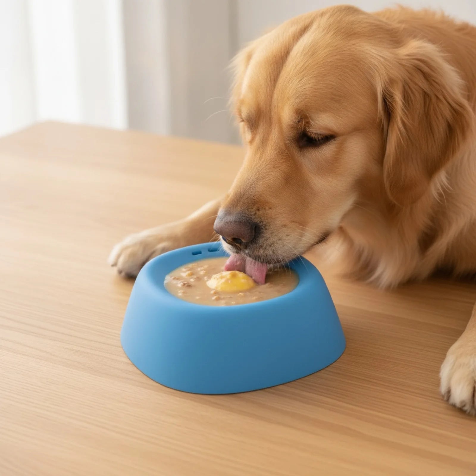 Bol mangeoire lente anti-étouffement pour chien - vue de biais