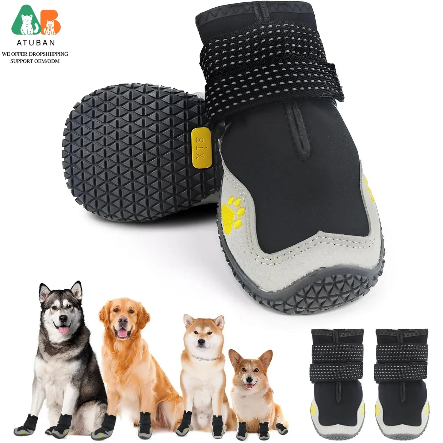 Bottes chien imperméables hiver grandes tailles - vue de face