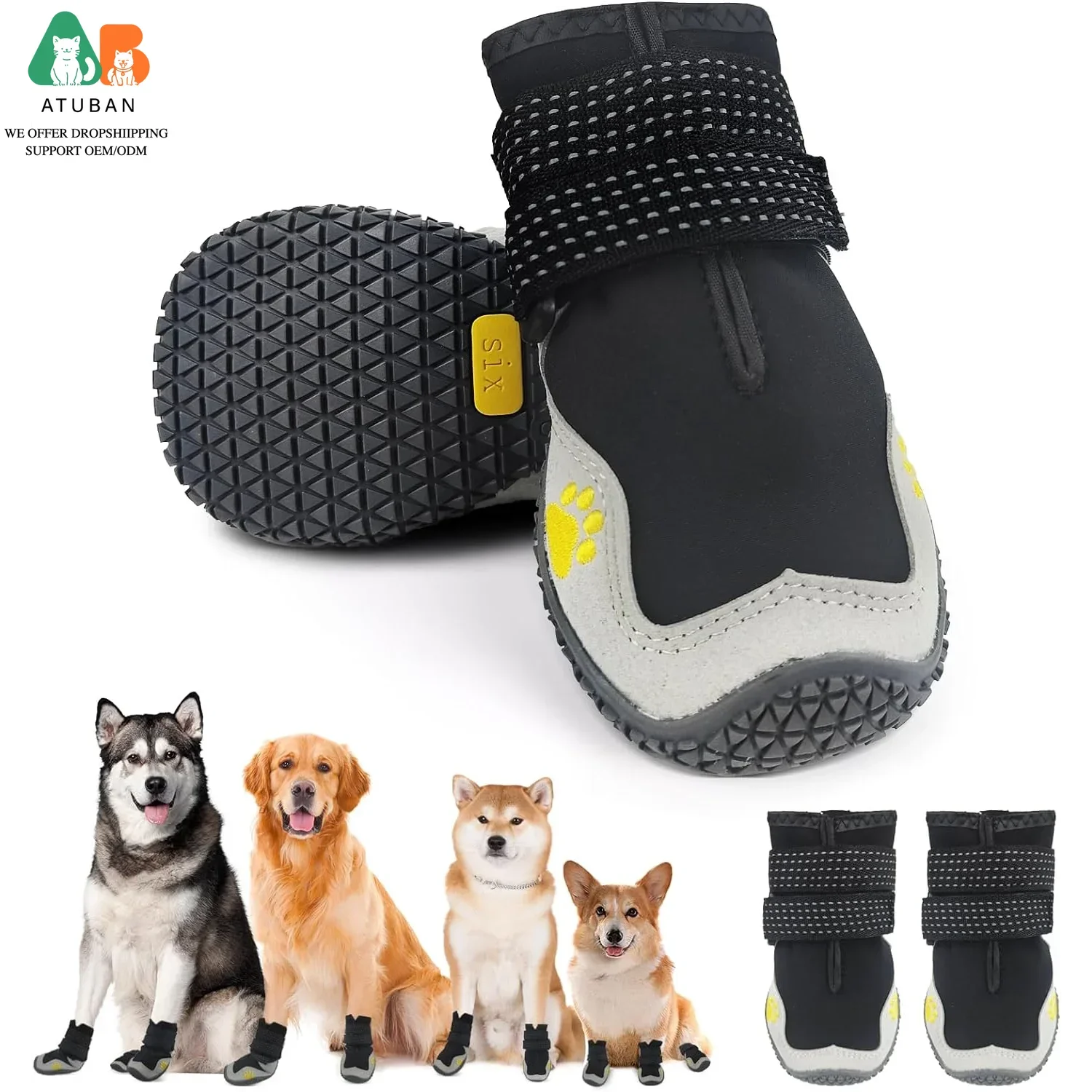 Bottes chien imperméables hiver grandes tailles - vue de face