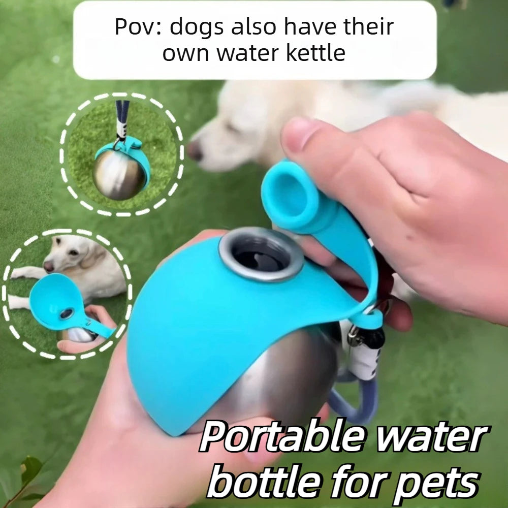 Bouteille d'eau nomade pour chien en acier inoxydable - vue de face