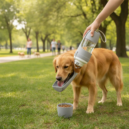 Bouteille d'eau et gamelle 2-en-1 pour chien et chat - détail