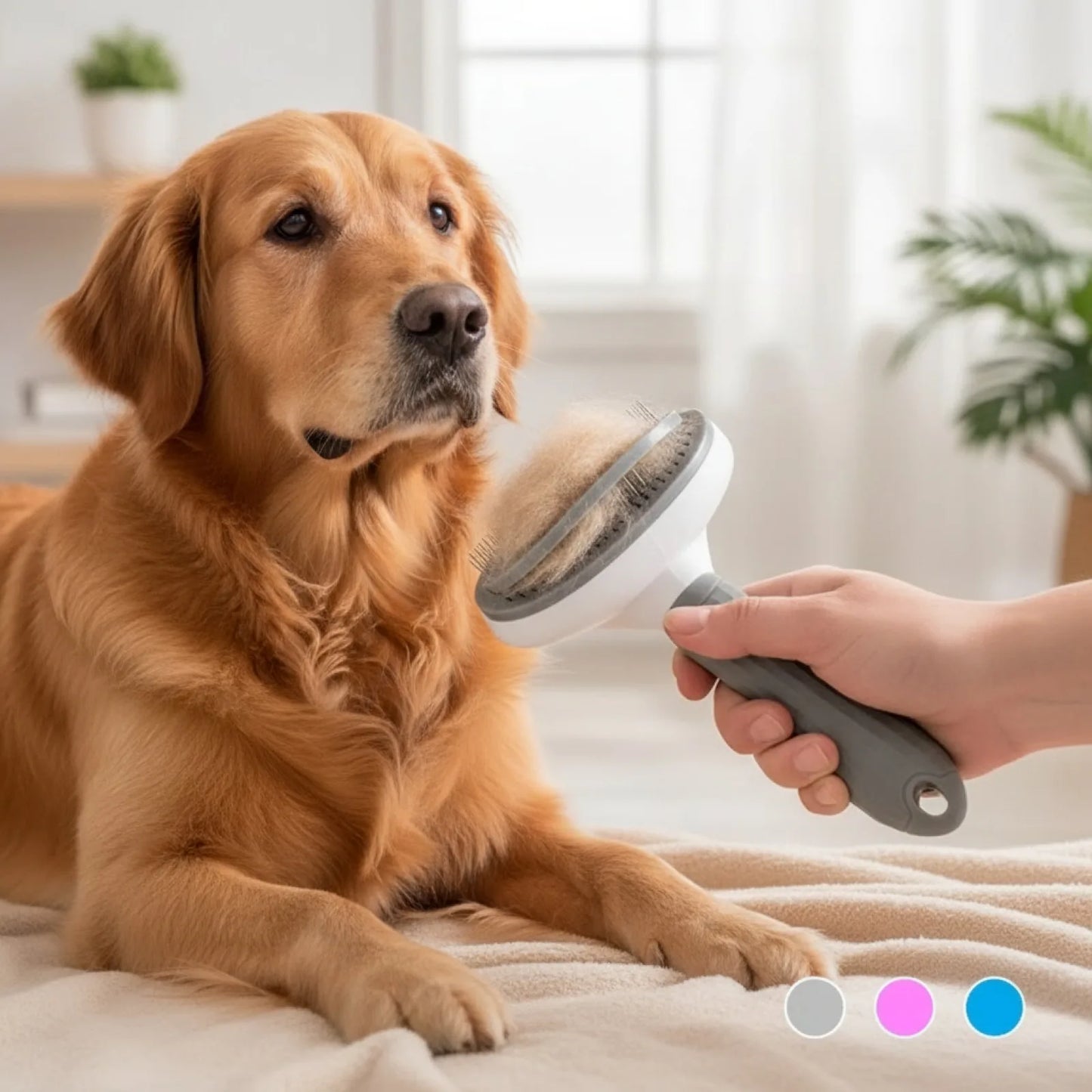 Brosse autonettoyante pour chien et chat - détail