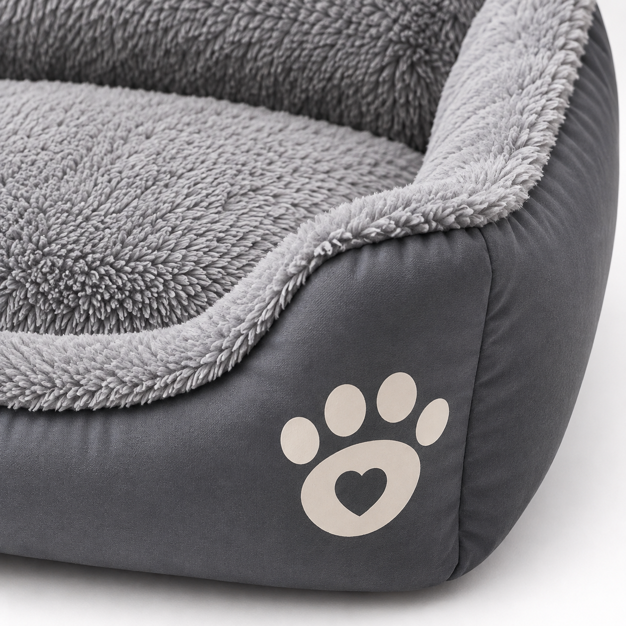 Grand canapé carré à coussin élastique pour chien - vue de face - Dogvogue