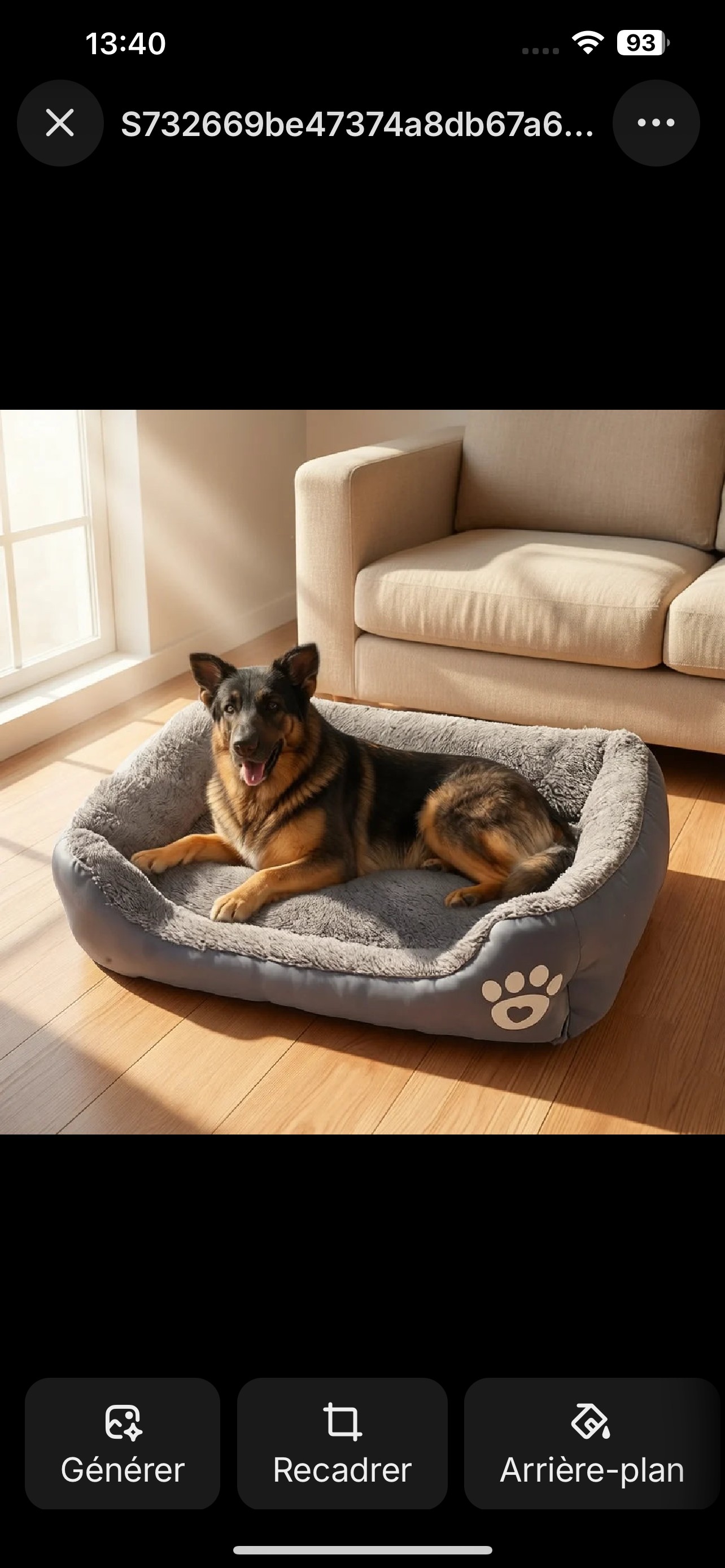 Grand canapé carré à coussin élastique pour chien - vue de profil - Dogvogue