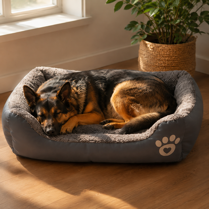 Grand canapé carré à coussin élastique pour chien - zoom sur le détail - Dogvogue