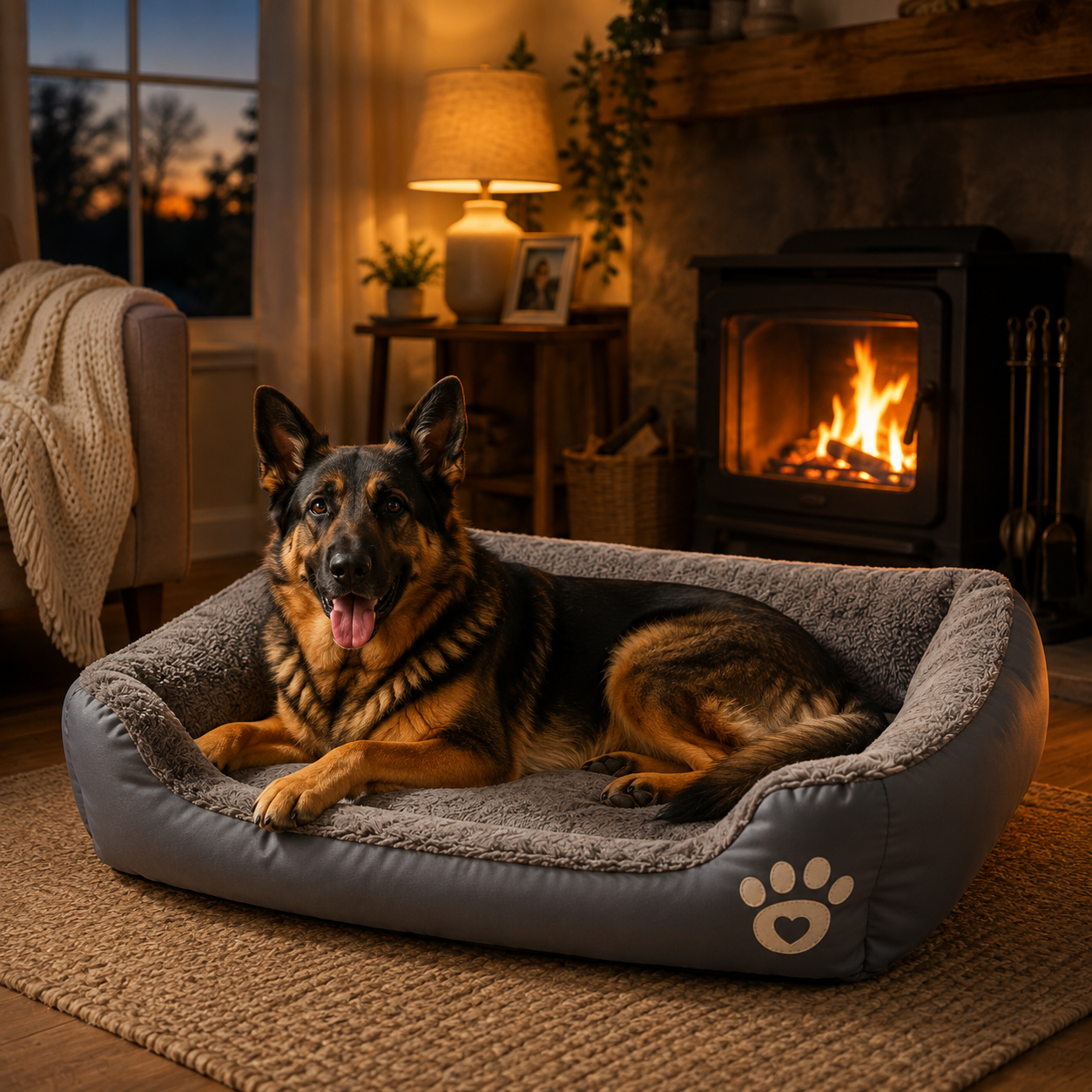 Grand canapé carré à coussin élastique pour chien - en situation d'utilisation - Dogvogue