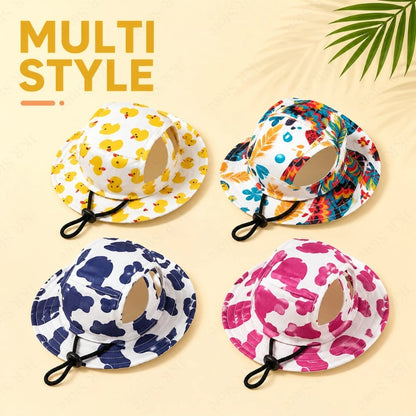 Chapeau chien stylé protection solaire - vue de face
