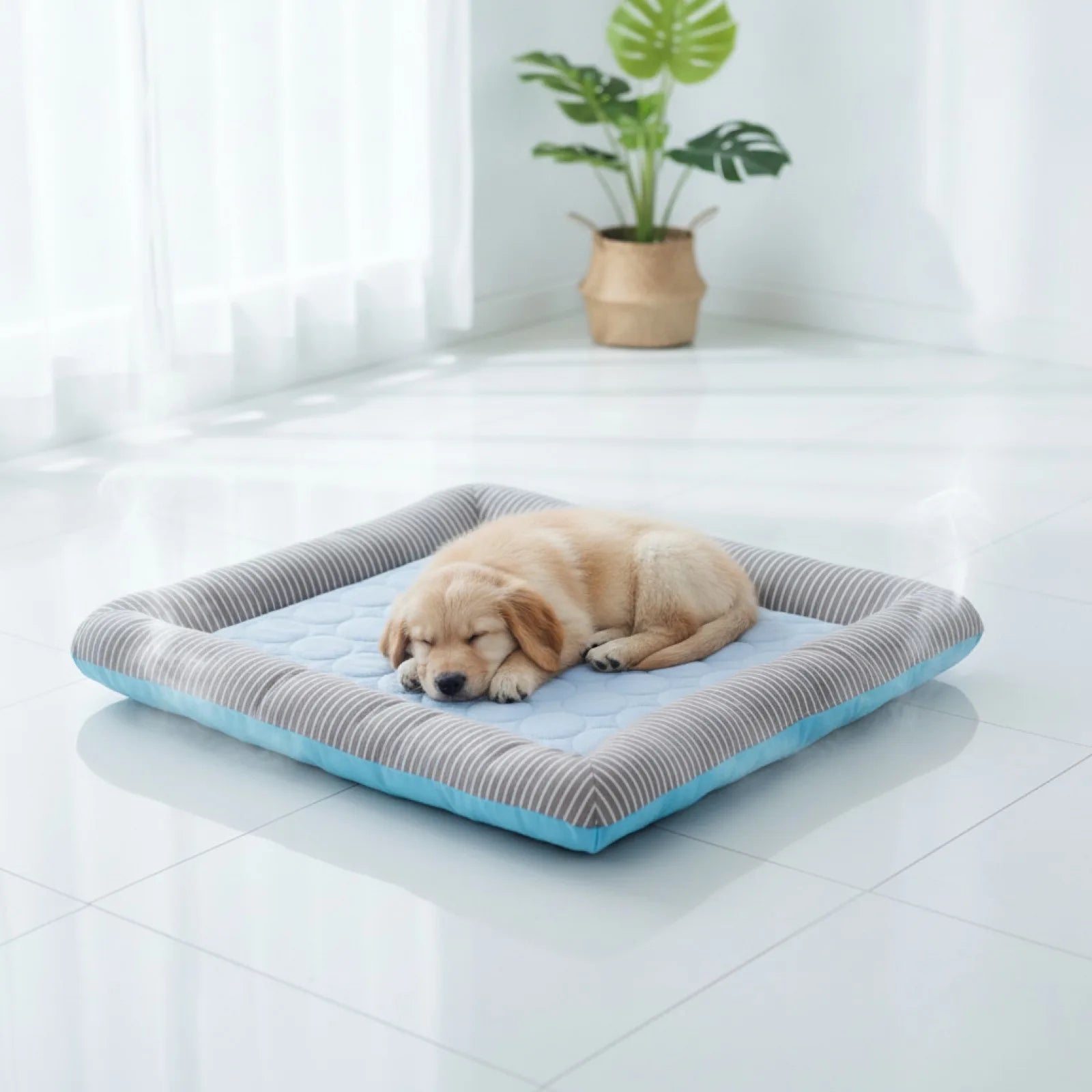 Coussin rafraîchissant respirant pour chien et chat - vue de biais