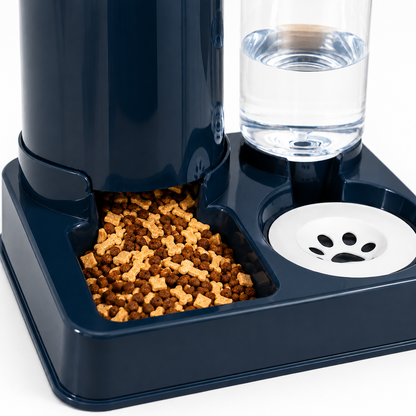 Distributeur eau et nourriture 2-en-1 par gravité pour chien et chat - vue de face - Dogvogue