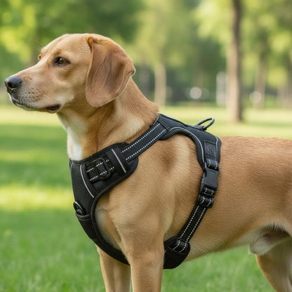 Ensemble harnais collier et laisse cuir pour chien - en situation