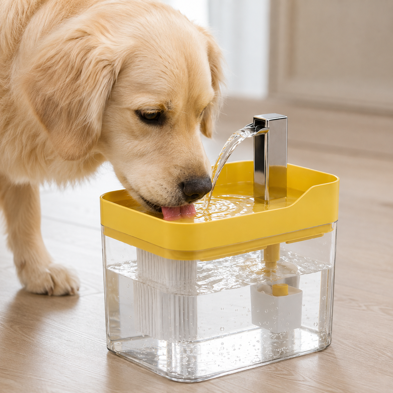 Fontaine à eau USB avec filtre automatique pour chat - vue de profil - Dogvogue