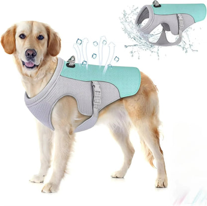 Gilet rafraîchissant chien harnais intégré - vue de face