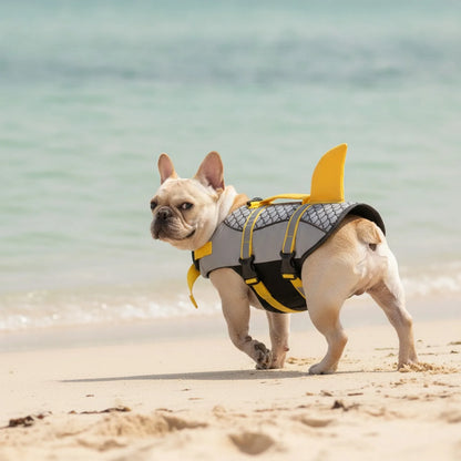 Gilet de sauvetage chien petit requin - vue de biais