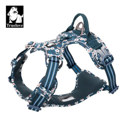 Harnais chien motif floral réglable - vue de face