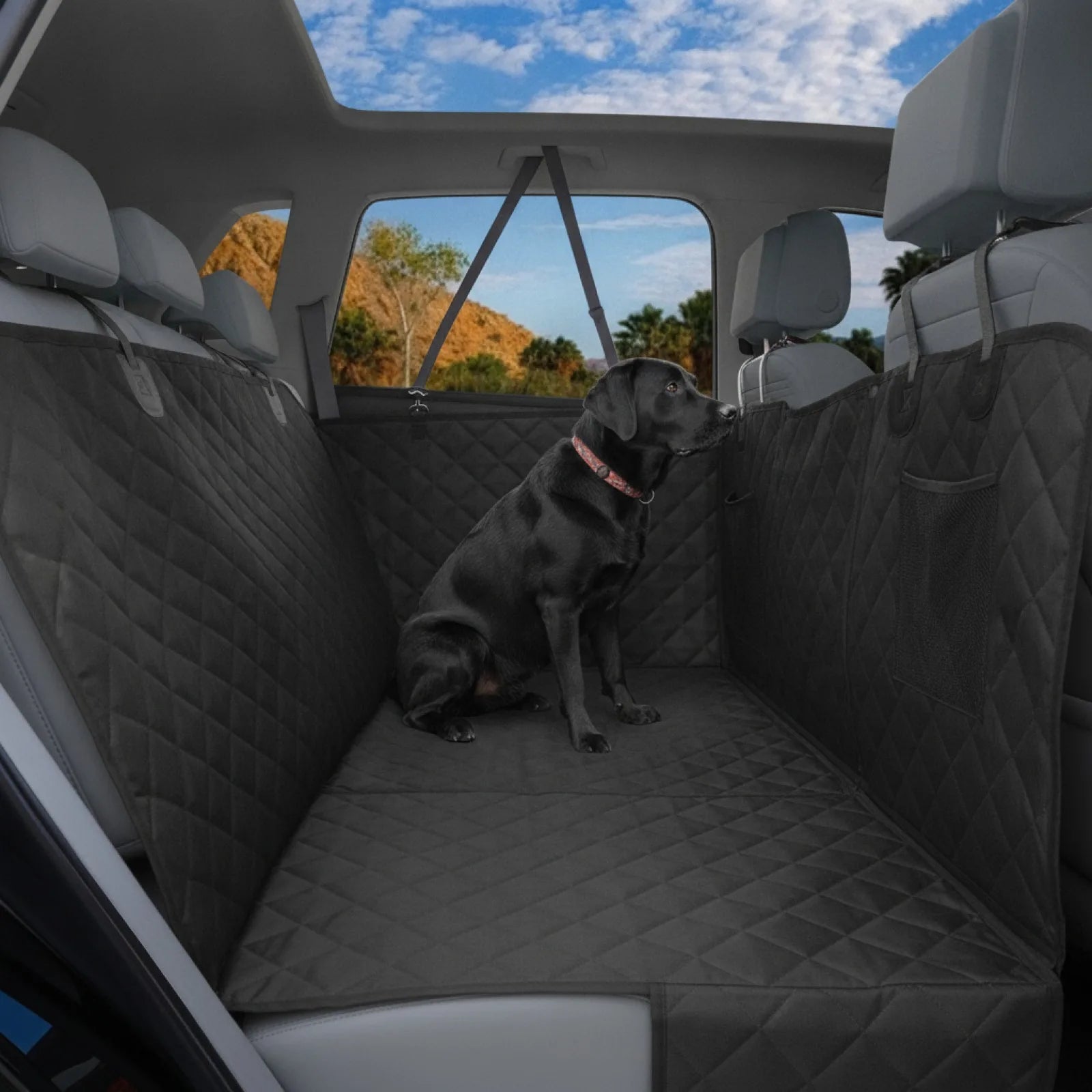 Housse siège auto chien imperméable et anti-rayures - vue de biais