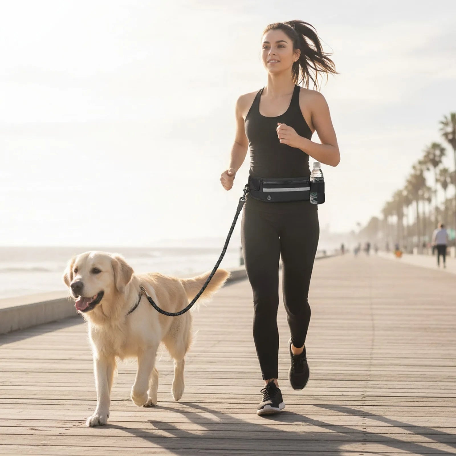 Laisse mains-libres nylon pour chien - vue de biais