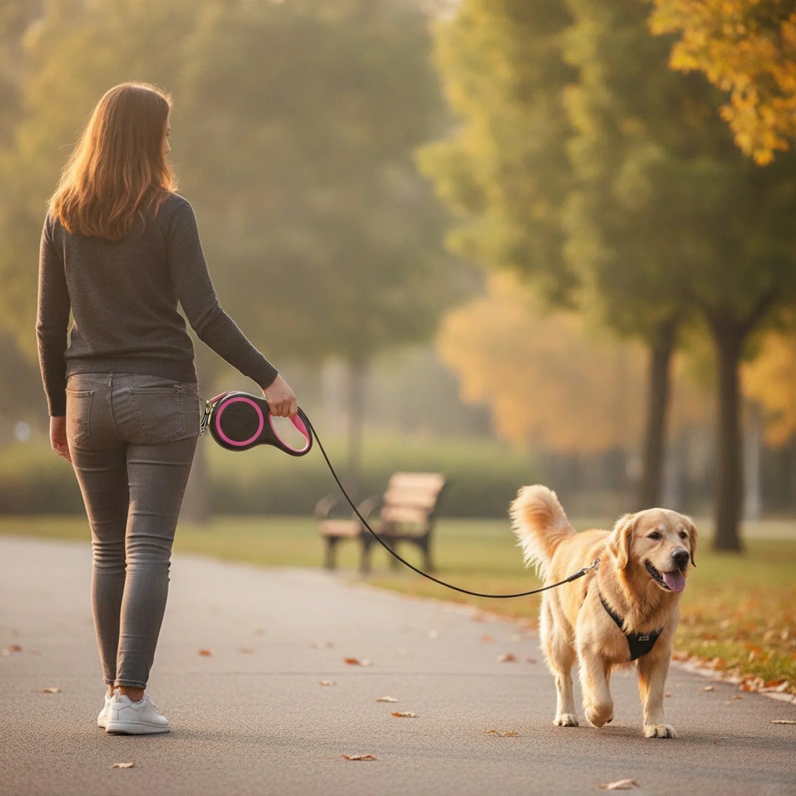 Laisse rétractable 8m pour chien - détail