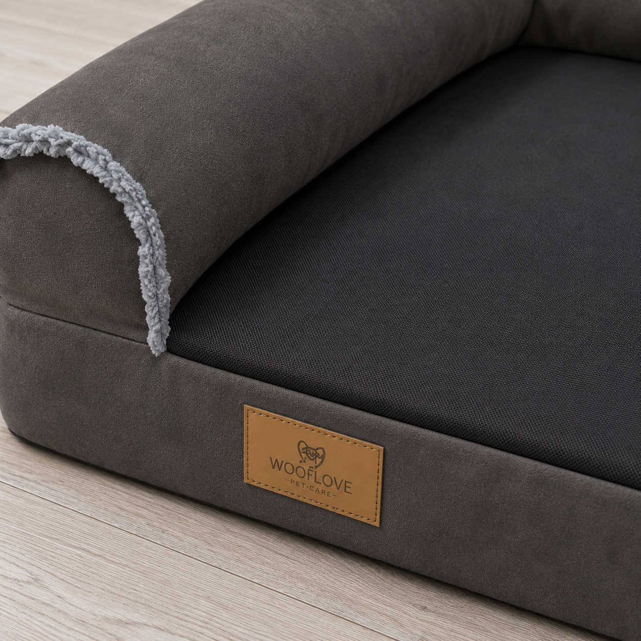 Lit robuste grand format en L pour chien - vue de face - Dogvogue