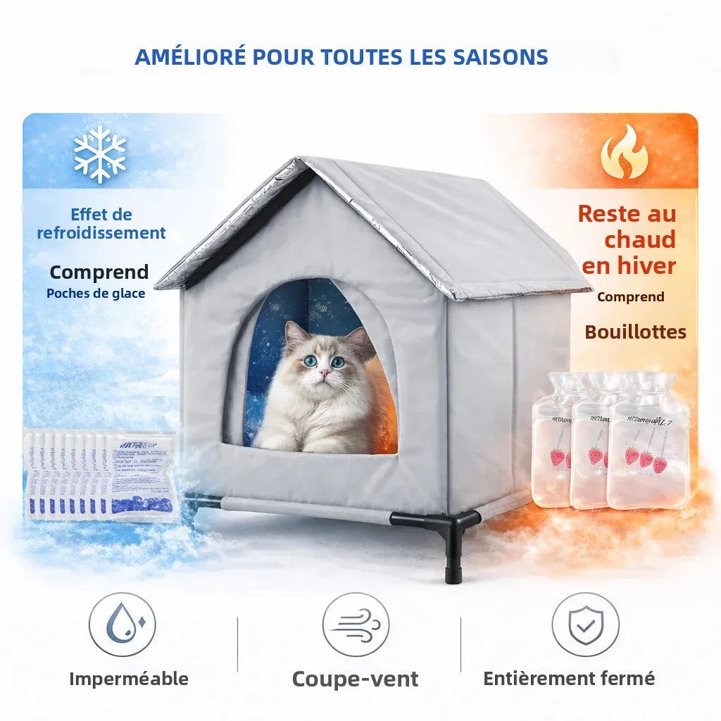 Maison extérieure pour chat – vue packshot sur fond ivoire