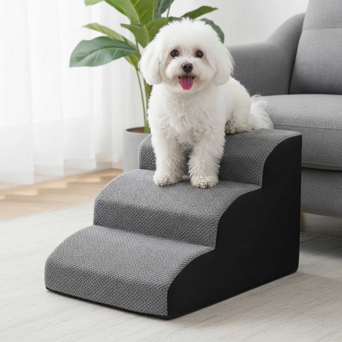 Rampe escalier confort pour animaux - vue de biais