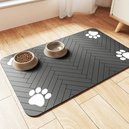 Tapis absorbant anti-éclaboussures repas chien et chat - vue de face