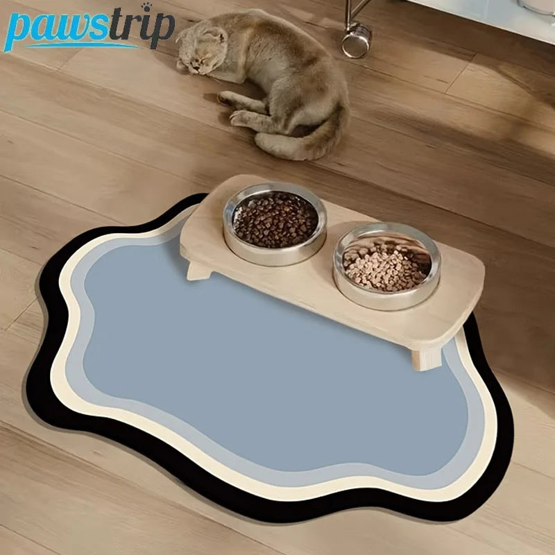 Tapis d'alimentation absorbant et antidérapant pour chien et chat - vue de face