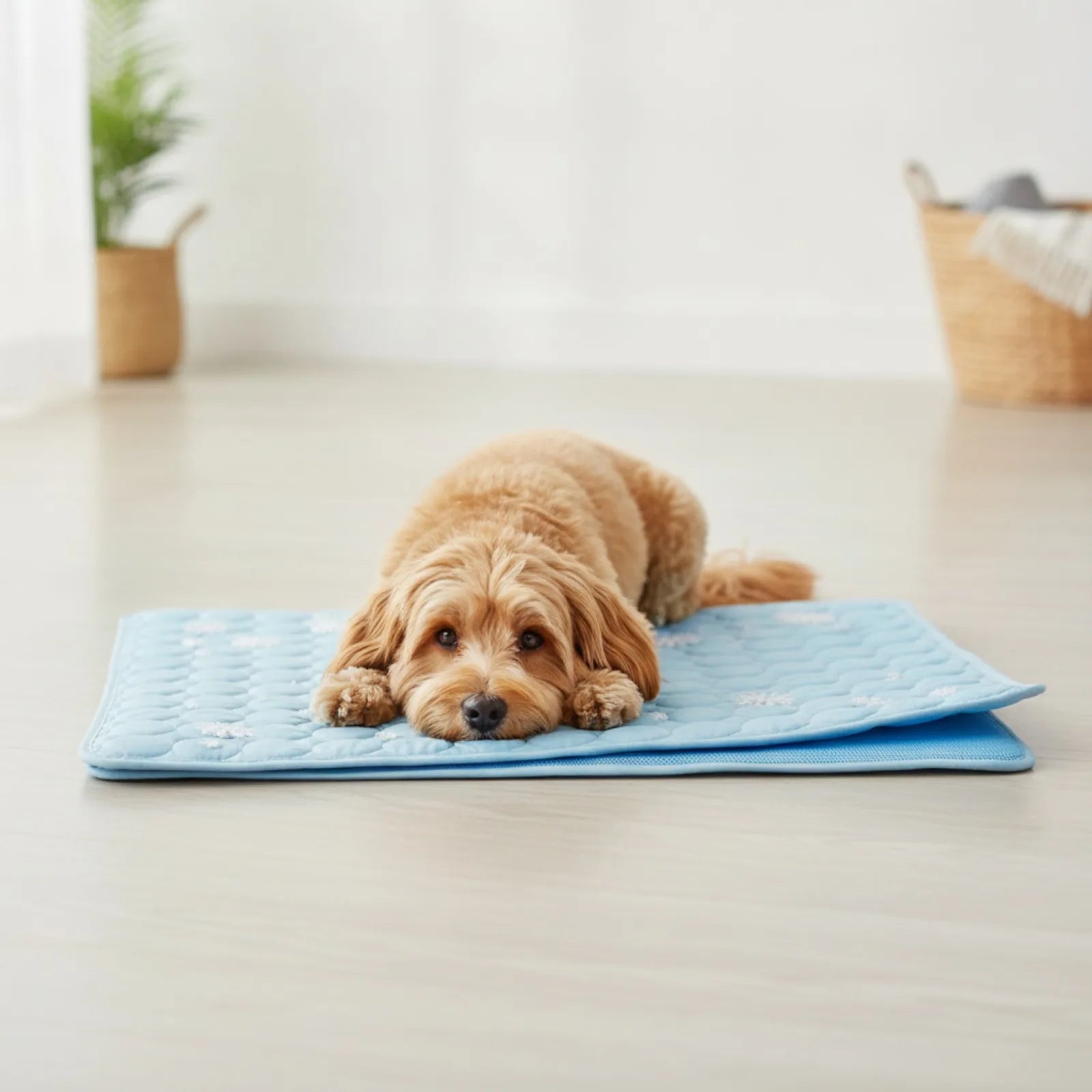Tapis rafraîchissant auto-refroidissant pour chien et chat - vue de biais
