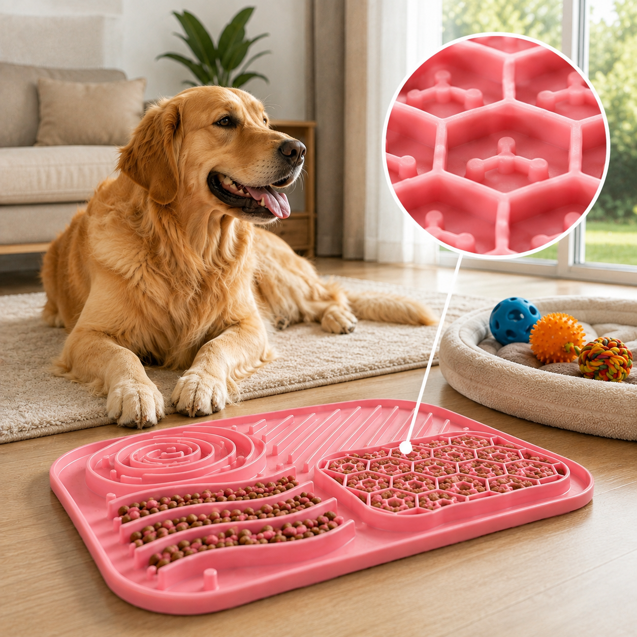 Tapis à lécher haut de gamme pour chien et chat - vue de profil - Dogvogue