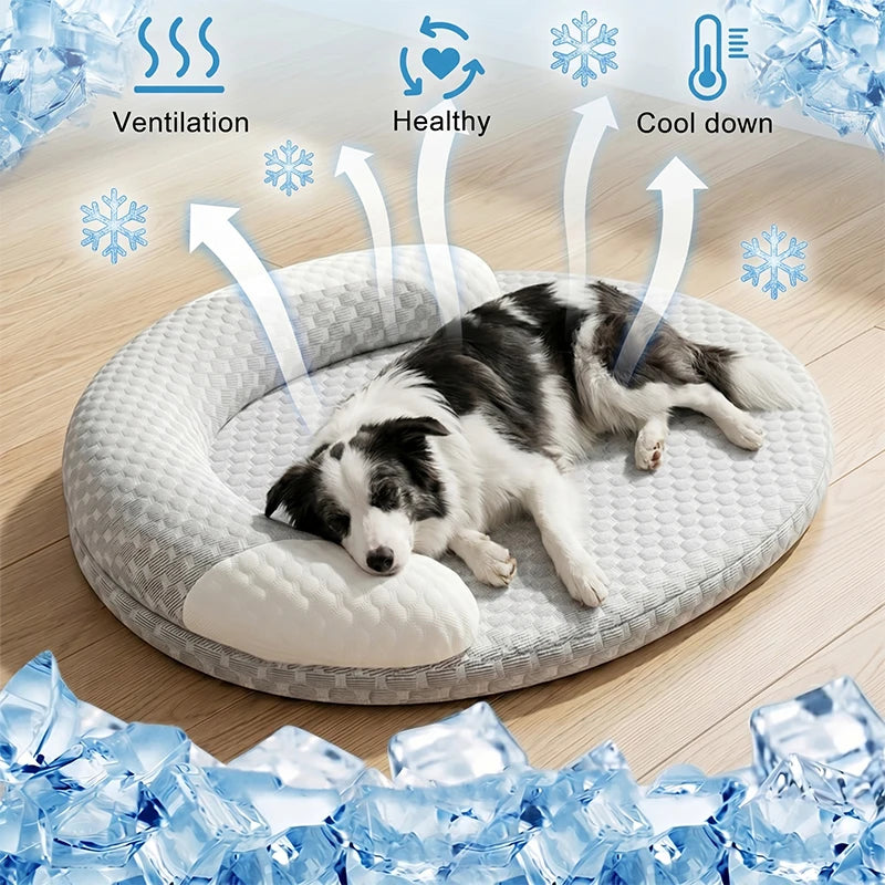 Tapis rafraîchissant soie glacée pour chien et chat - vue de face